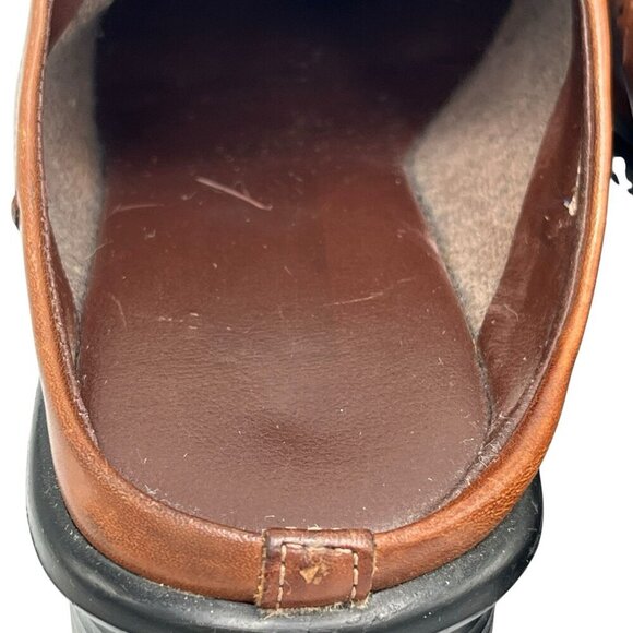 Vintage 90s Y2K Predictions Sz 6 Square Toe Laser Cut Leather Chunky Heel Mules - Picture 8 of 16